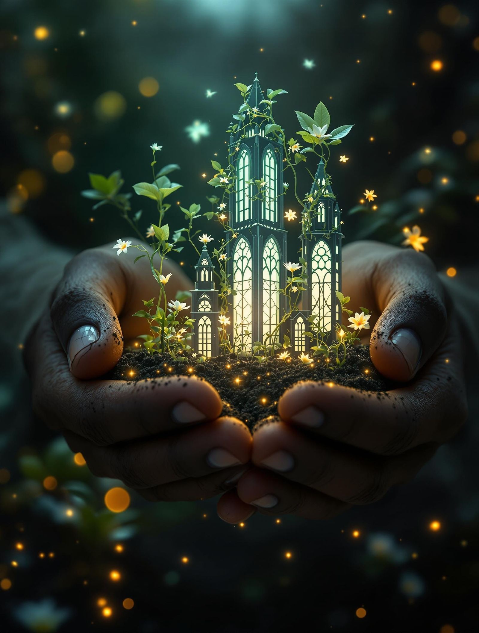 Botanical Cathedral Genesis in Digital Art