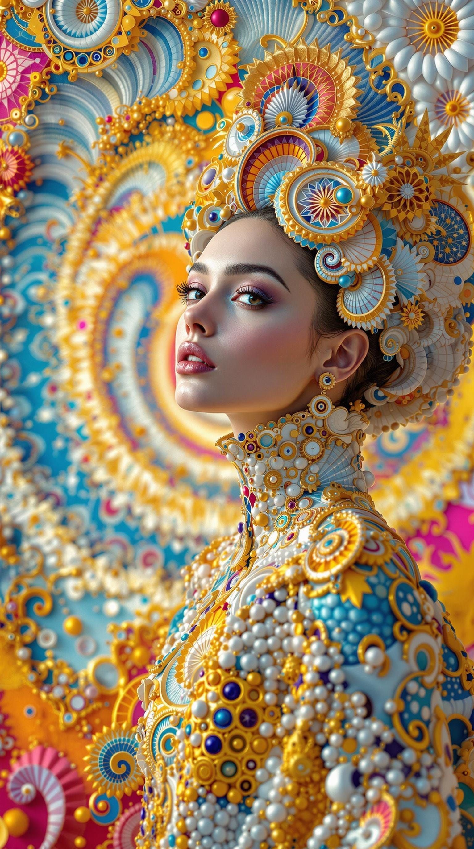 Psychedelic Portrait with Fractal Geometry in Digital Art