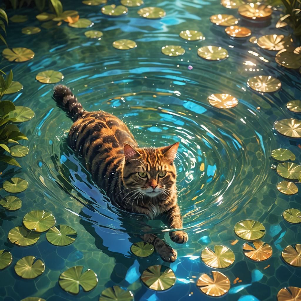 Fantasy Cat Swimming Pool Concept Art