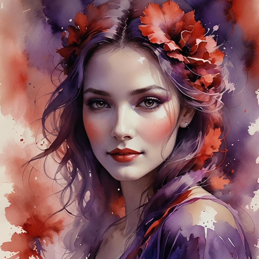 Lovestruck Woman Portrait in Grimdark Mixed Media