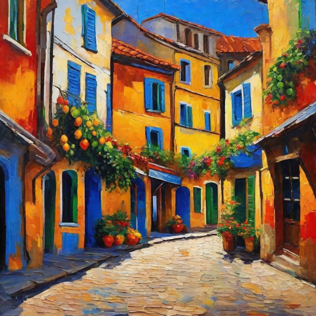 Vibrant Summer Scene in a European Old Town