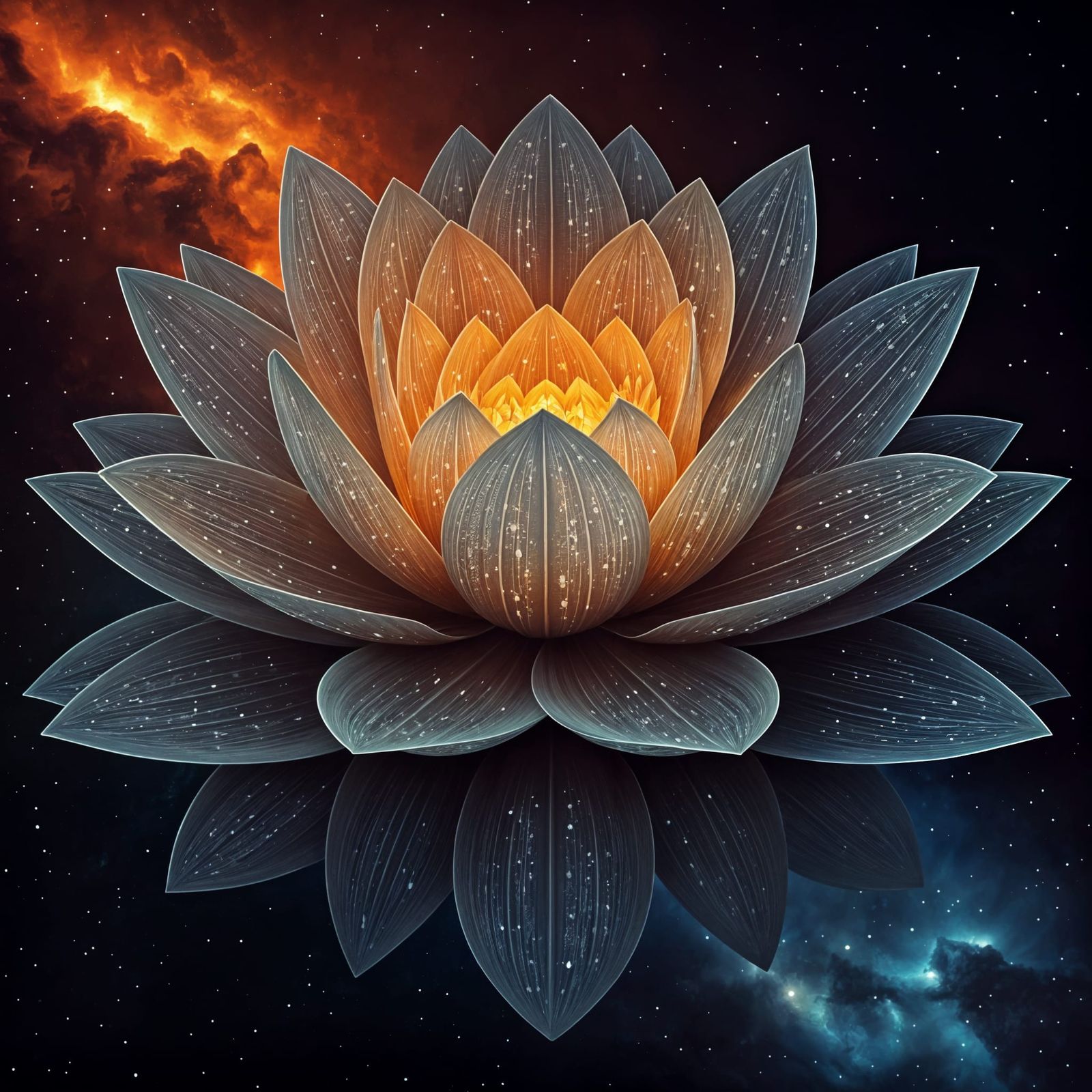 Colossal Lotus in Deep Space: Digital Artwork