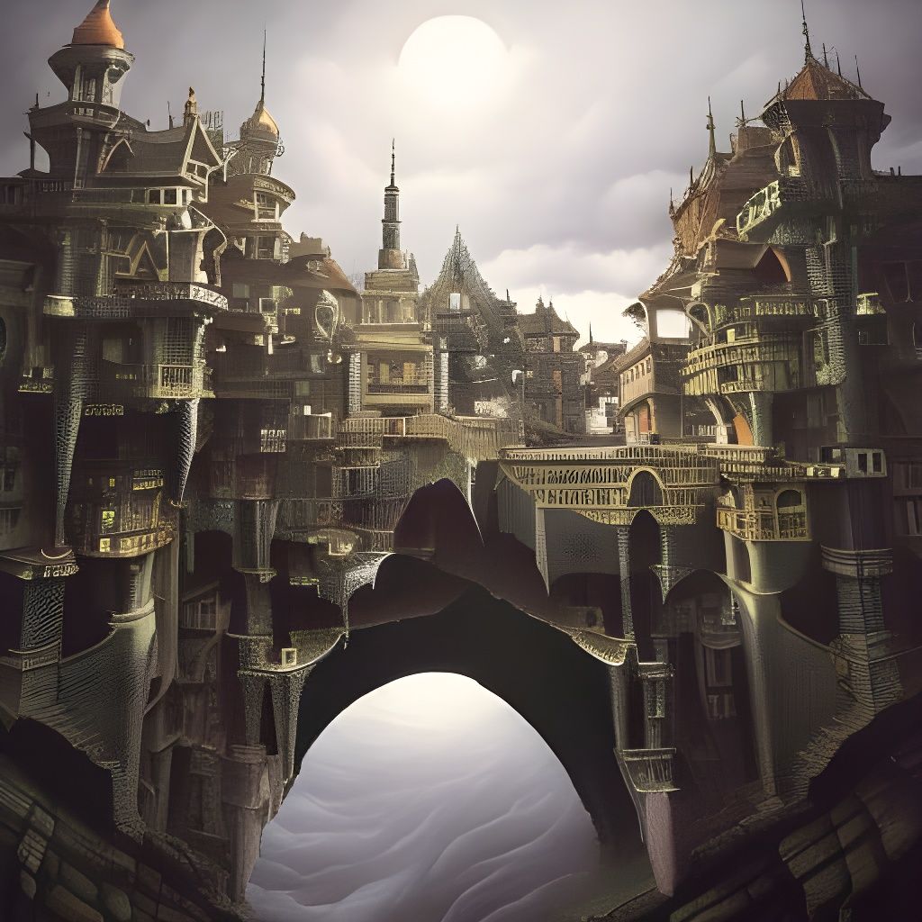 Surreal Fractal Bridges Inspired by Escher and Dali