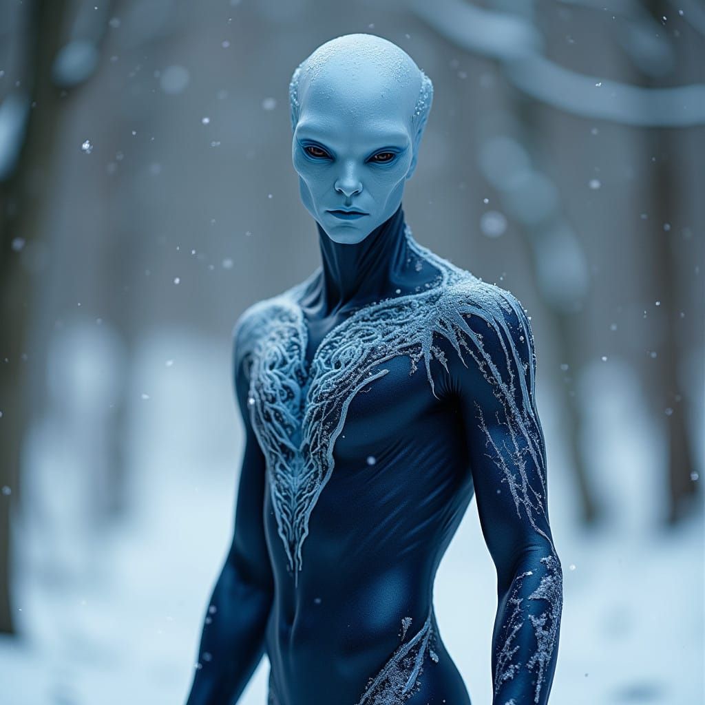 Crystal Alien in Navy Blue Bodysuit