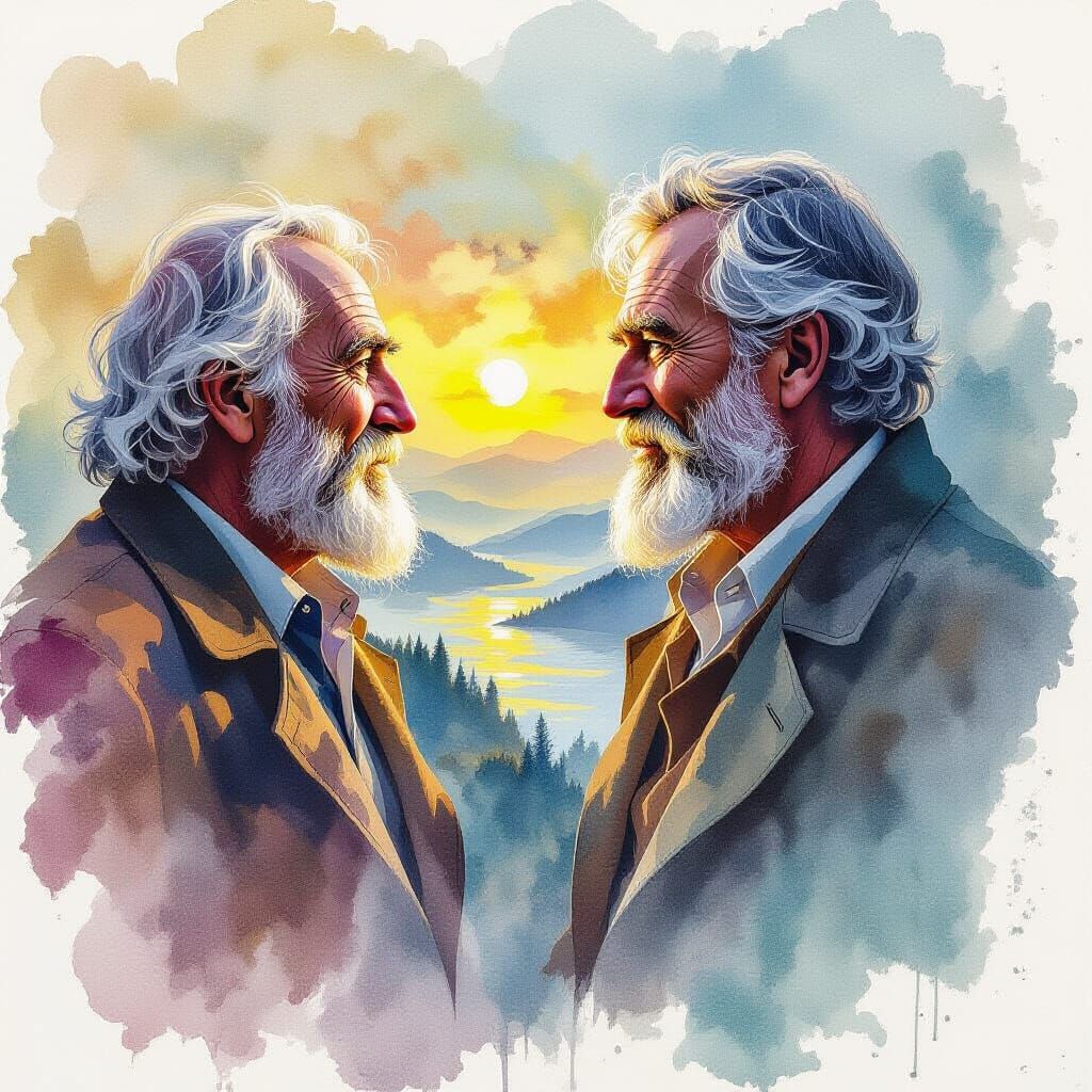 Epic Stylized Watercolor Landscape Illustration