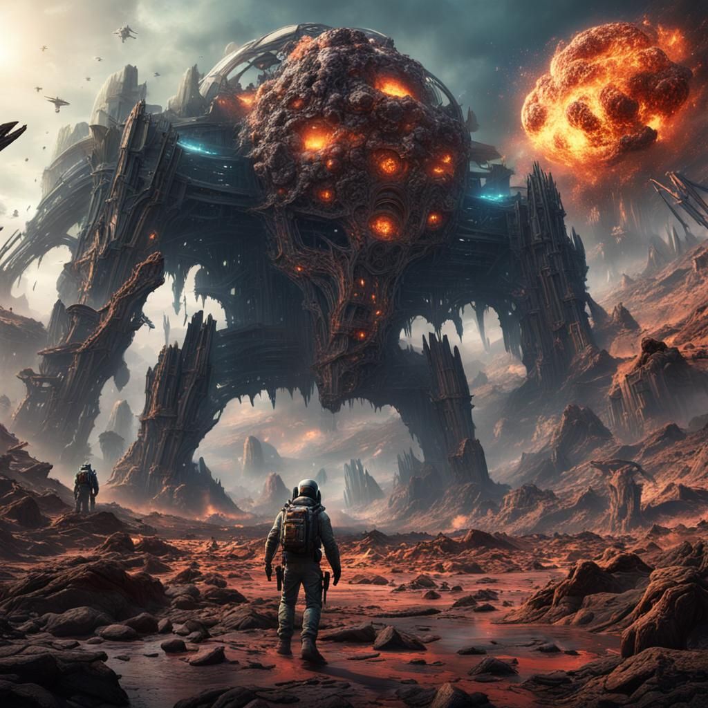 War-Torn Alien Planet: Supreme Being in Matte Painting