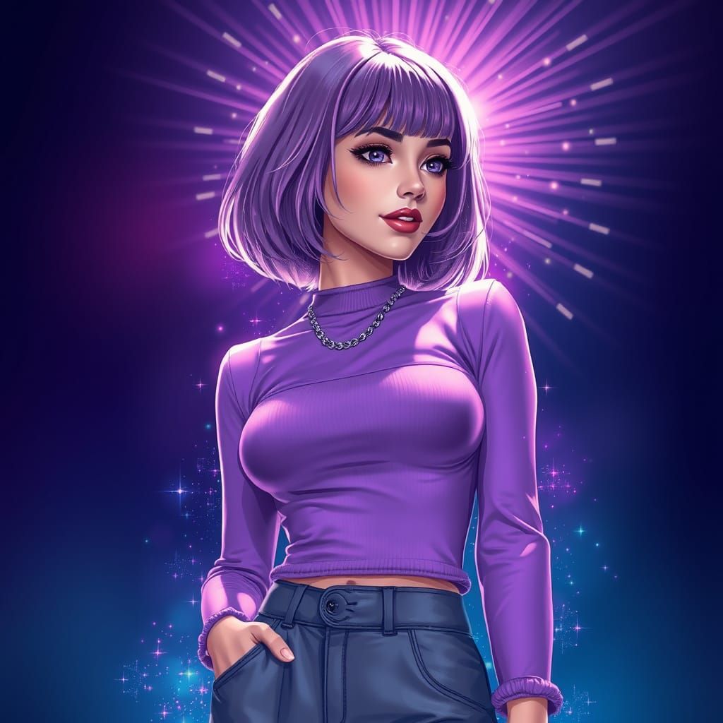 Woman with Retro Bob at Cherry Velvet Party