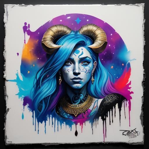 Aries Goddess in Graffiti Art Style