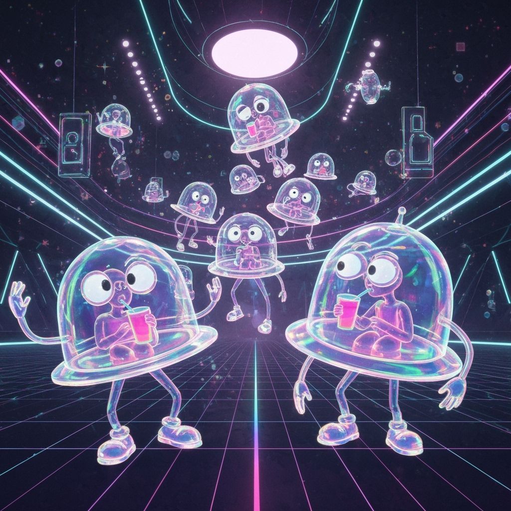 Holographic Hats Celebrate Sci-Fi Party in Neon Style