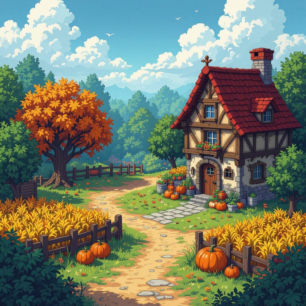 Harvest Town Inspired Pixel Art Game Screenshot