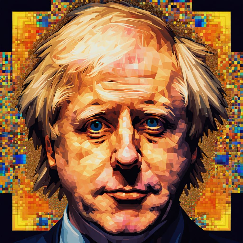 Pop Art: Boris Johnson in Pixelated Digital Design