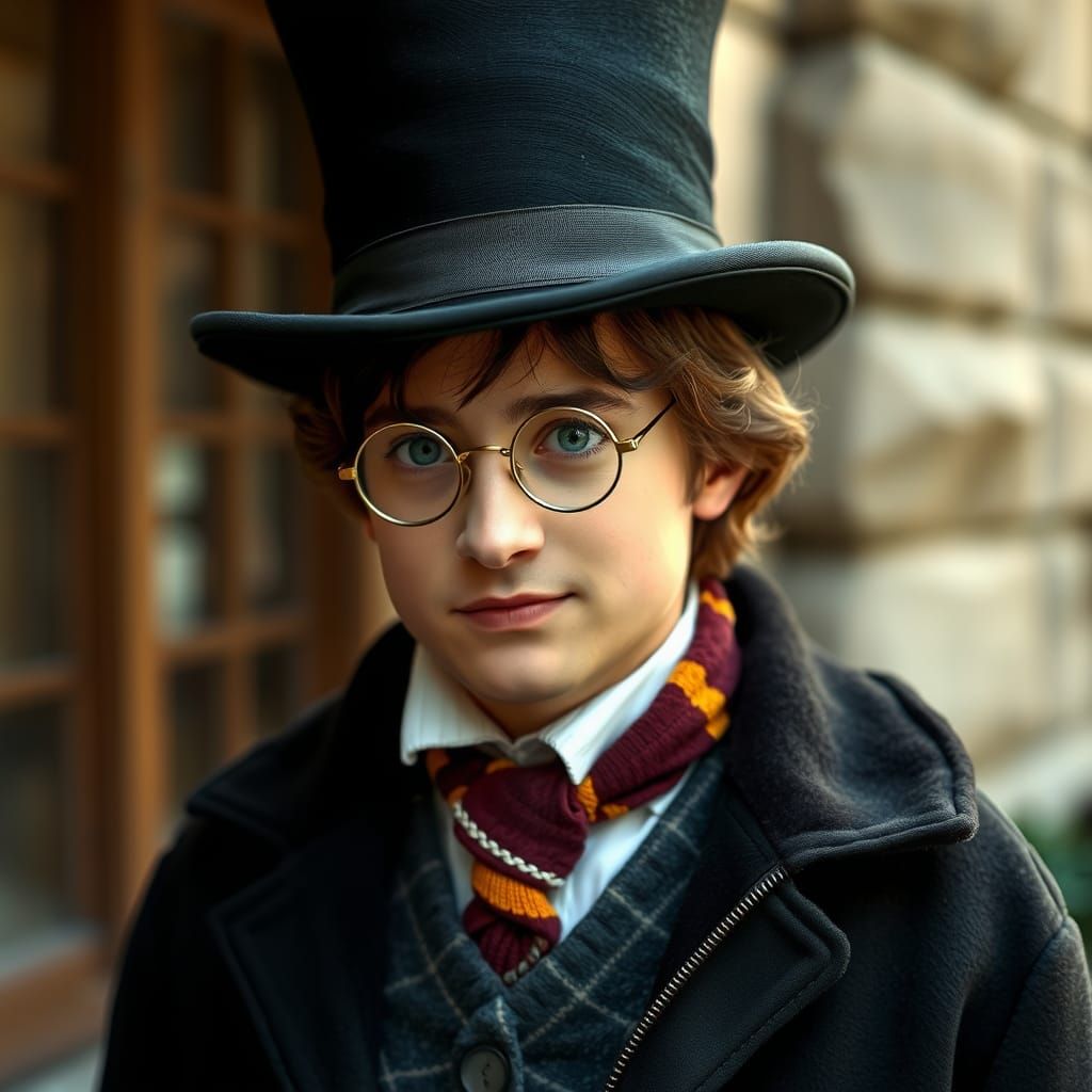 Harry Potter Dons Pince-Nez and Top Hat