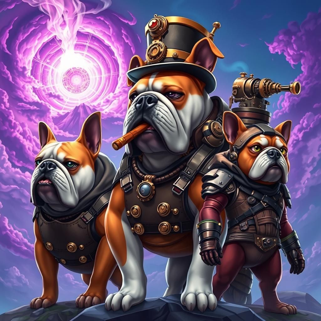 Steampunk Bulldogs on Fortnite Island with Zero Point