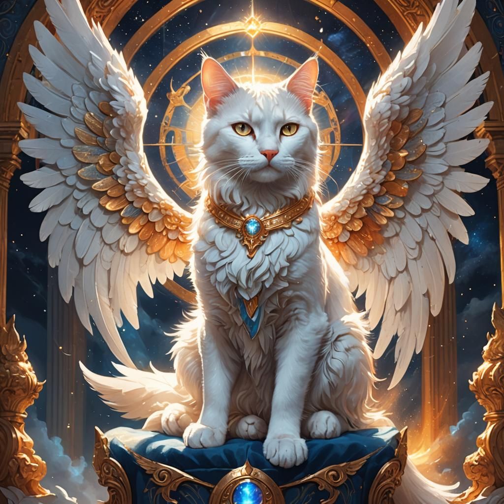 Celestial Cat on Throne: Fantasy Matte Painting
