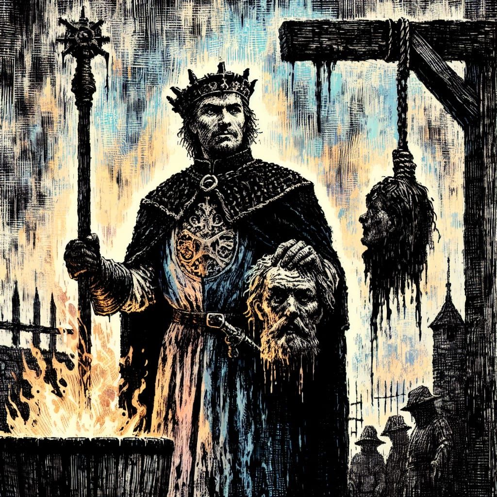 Romanian Knight in Dark Fantasy Washing Day Scene