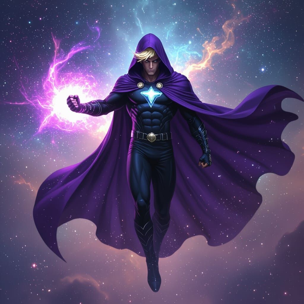 Nebula Man Gathering Cosmic Energy in Space