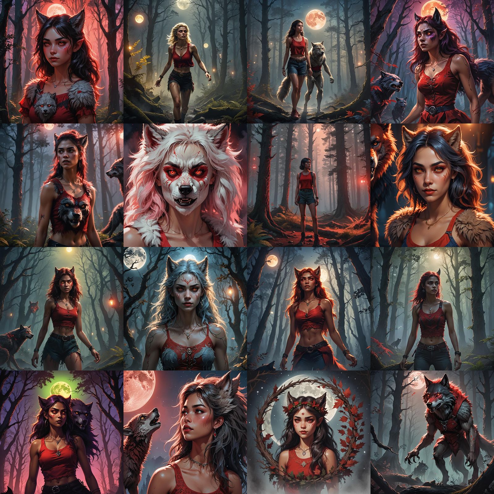 Teenage Werewolf Girl in Detailed Digital Painting