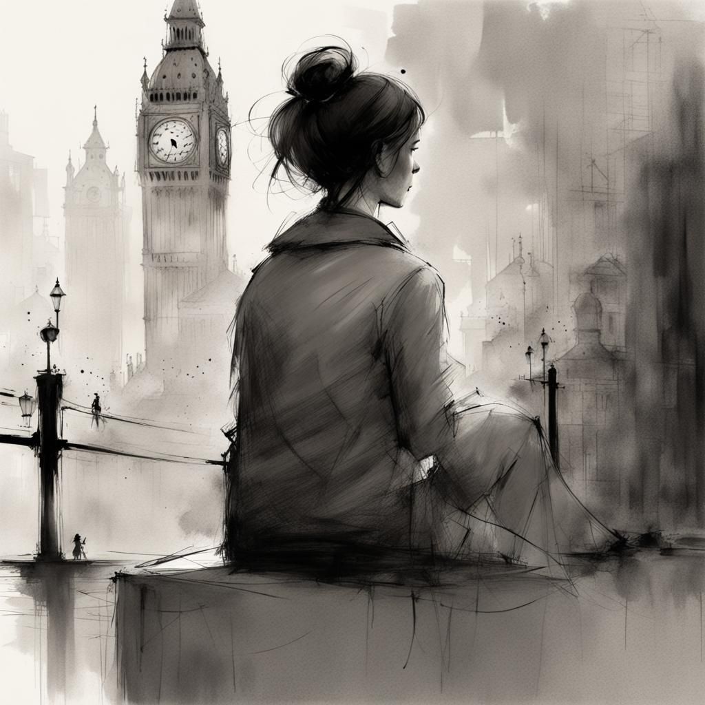 Precious Lee Charcoal Drawing in London