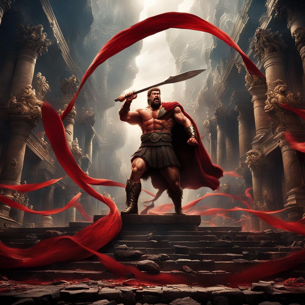 Hercules Battles Red Tape: Epic Digital Matte Painting