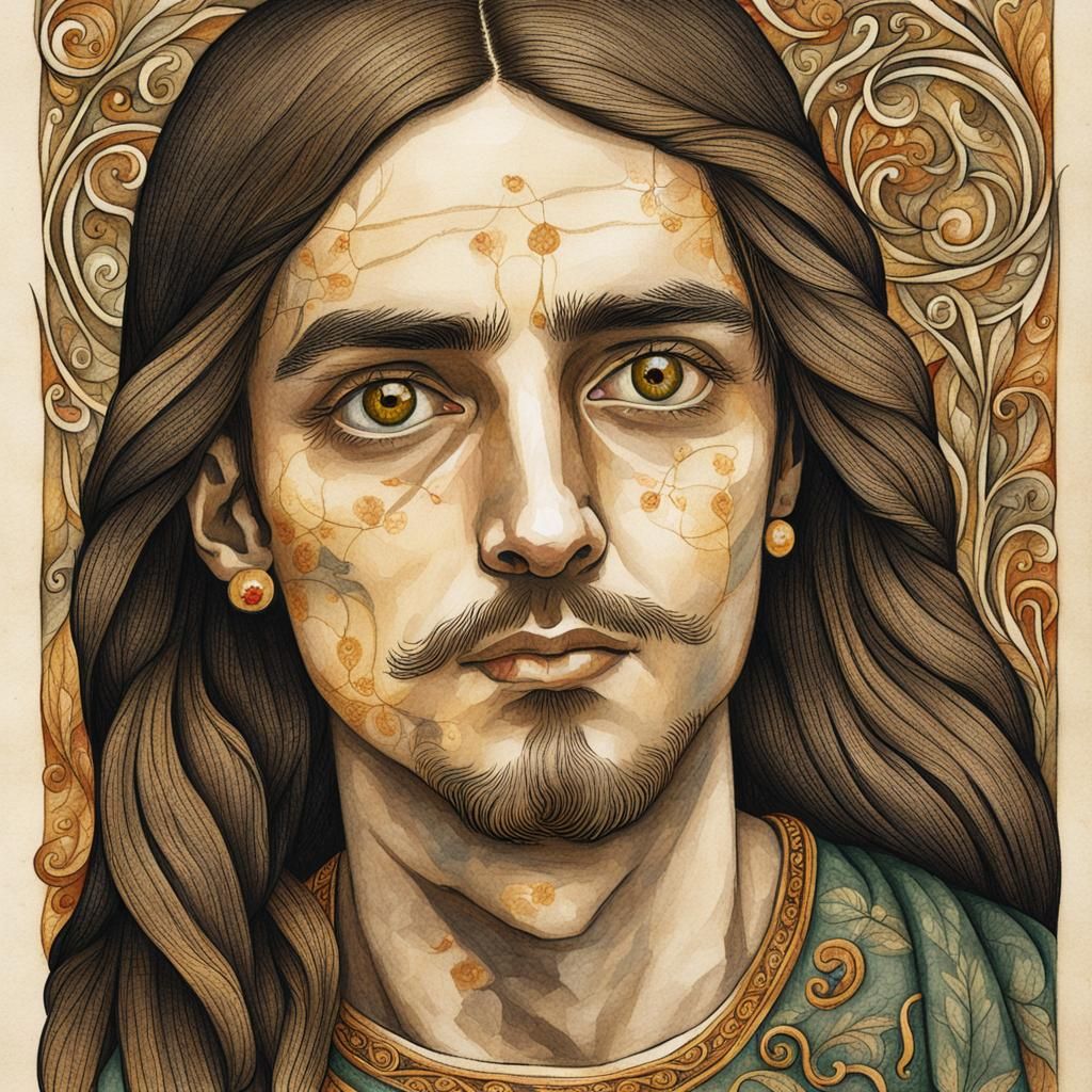 Illuminated Manuscript Portrait of a Saint