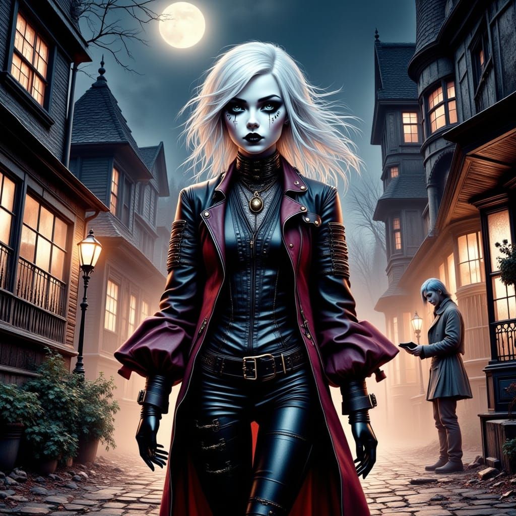 Gothic Woman Roaming Twilight Town