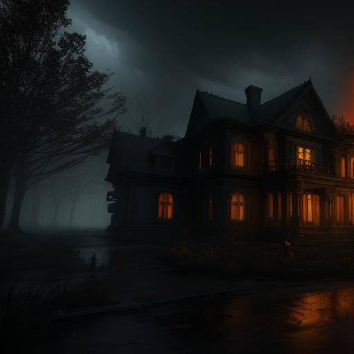Epic 3D Horror Mansion in Golden Hour Light