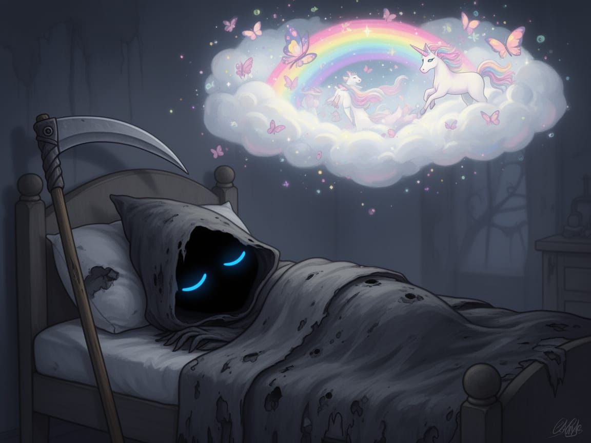 Whimsical Death Sleeping in Dreamland