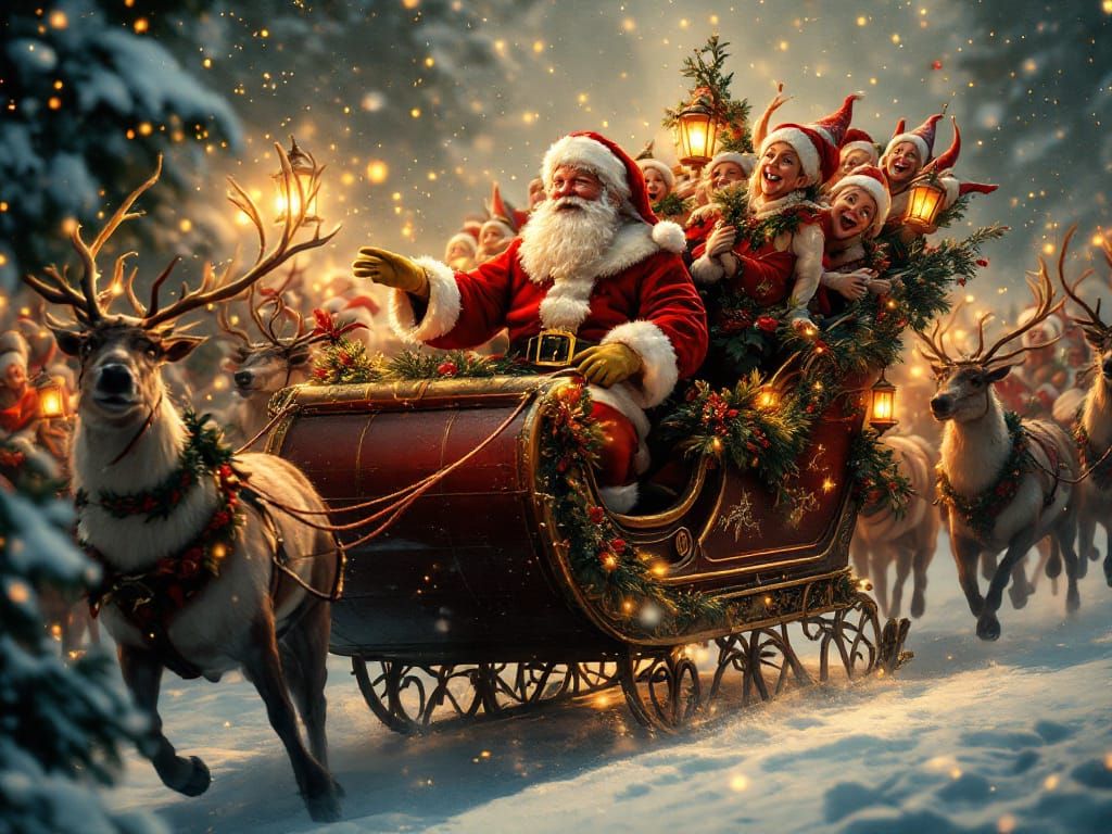 Santa Claus in his sleigh