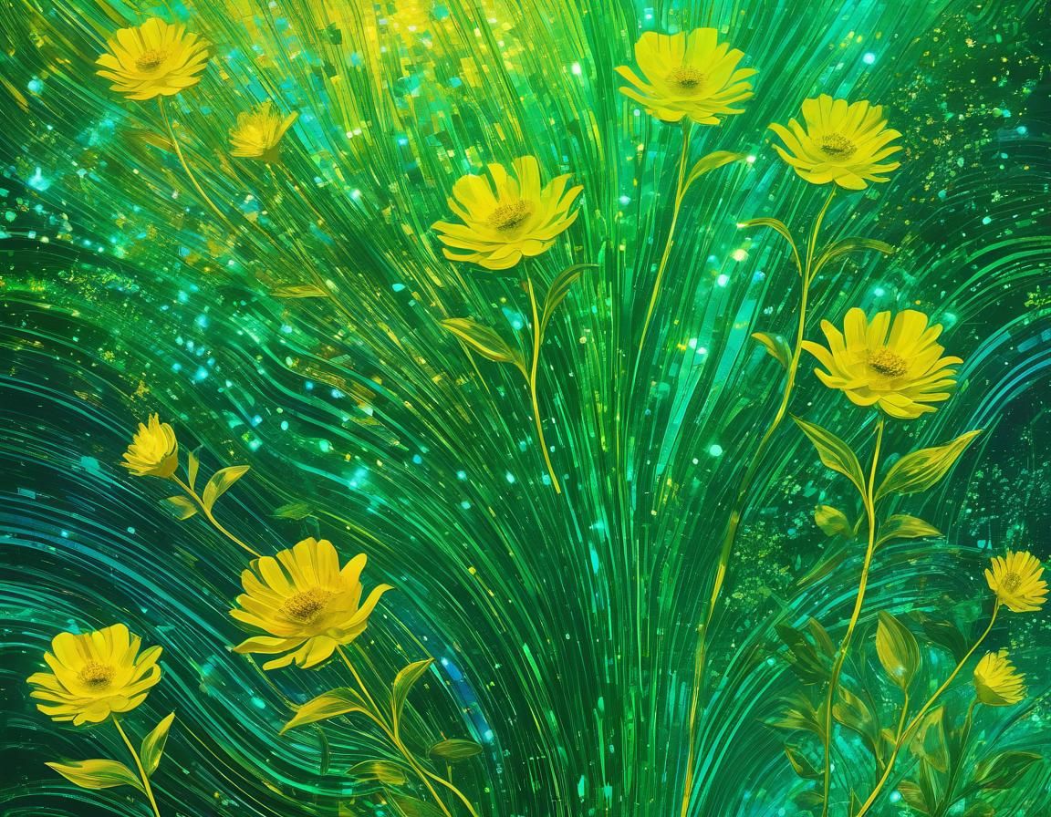 Ethereal Abstract Floral Art in Art Deco Style