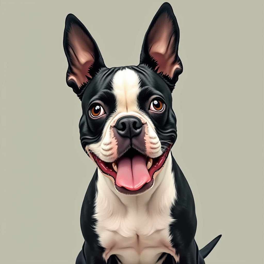 Whimsical Boston Terrier Portrait