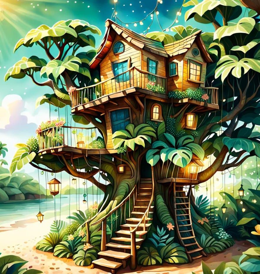 Charming Wonky Treehouse in Tropical Paradise