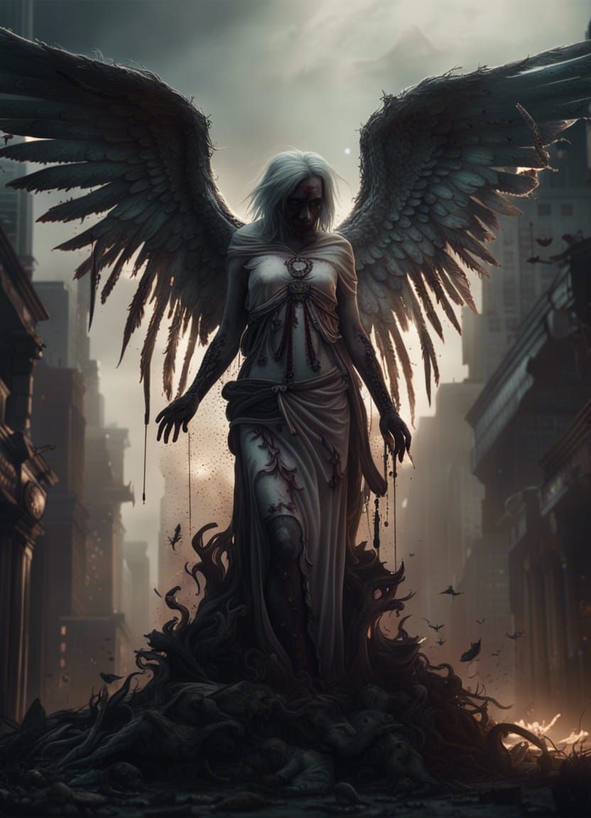 Dramatic Zombie Angel Digital Matte Painting