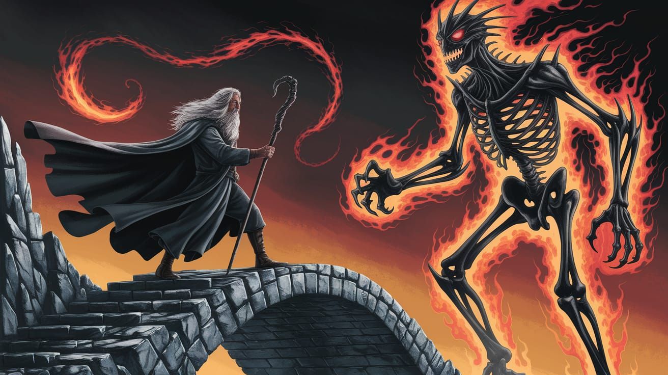 Gandalf Stands Resolute Against the Balrog on the Bridge of ...
