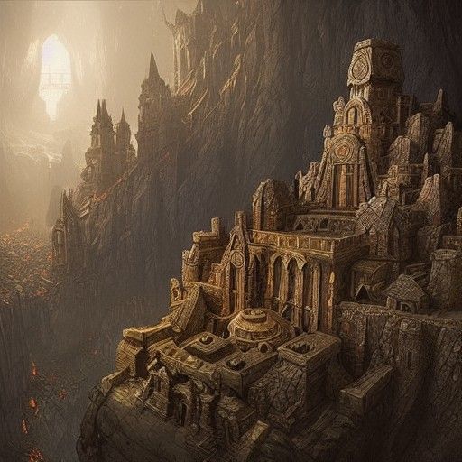 Intricate Dwarven City Carved Inside Mountain