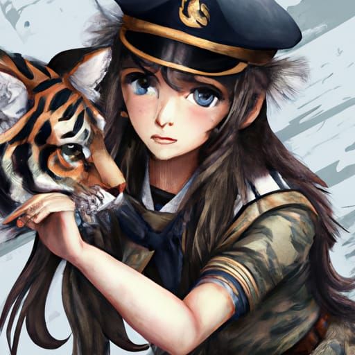 Anime Girl Knocks Out Tiger in Manga Style
