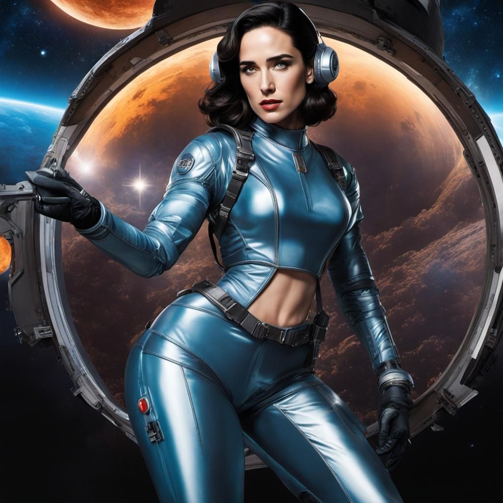 Retro Sci-Fi Pin-Up Girl in Space