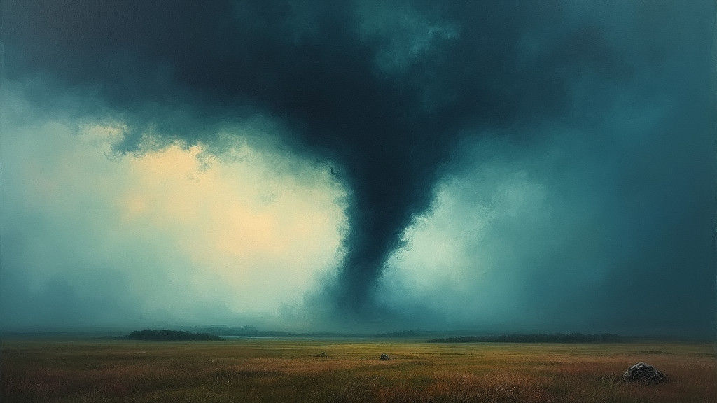 Tornado Formation with Dramatic Lighting