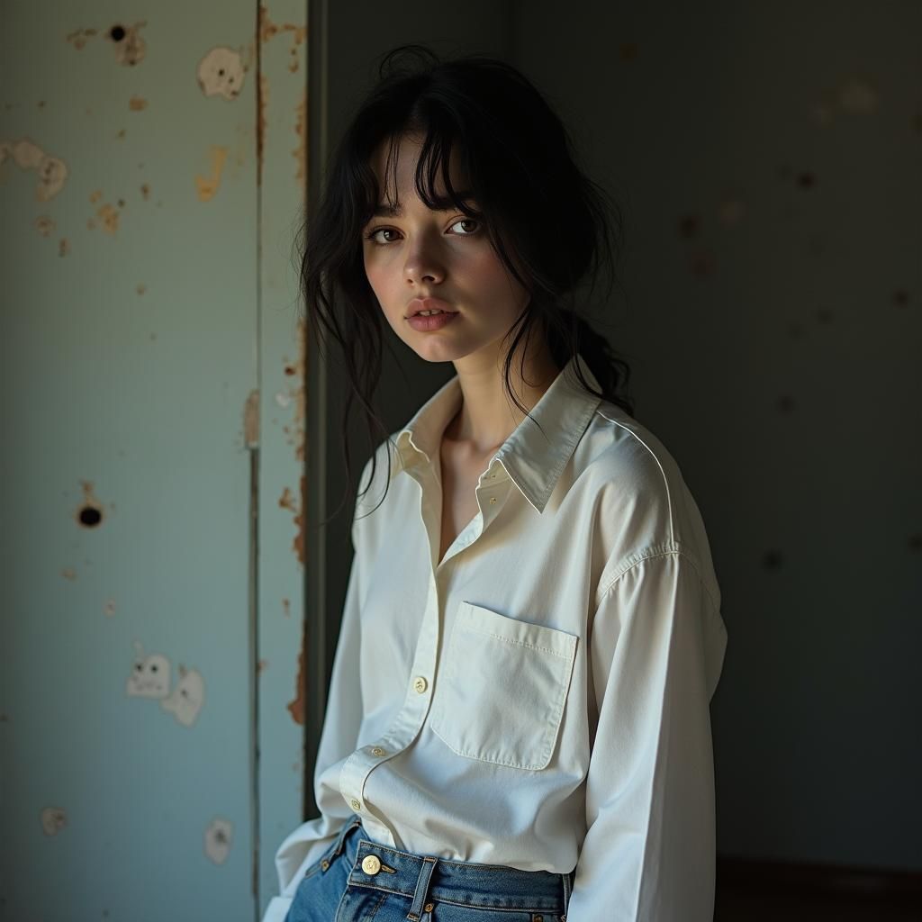 Pale Girl in Denim, Atmospheric Ash Thorp Style