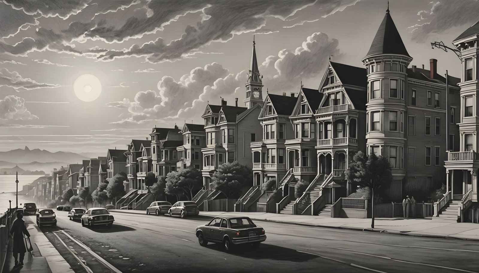San Francisco Cityscape in Thick Pencil Strokes