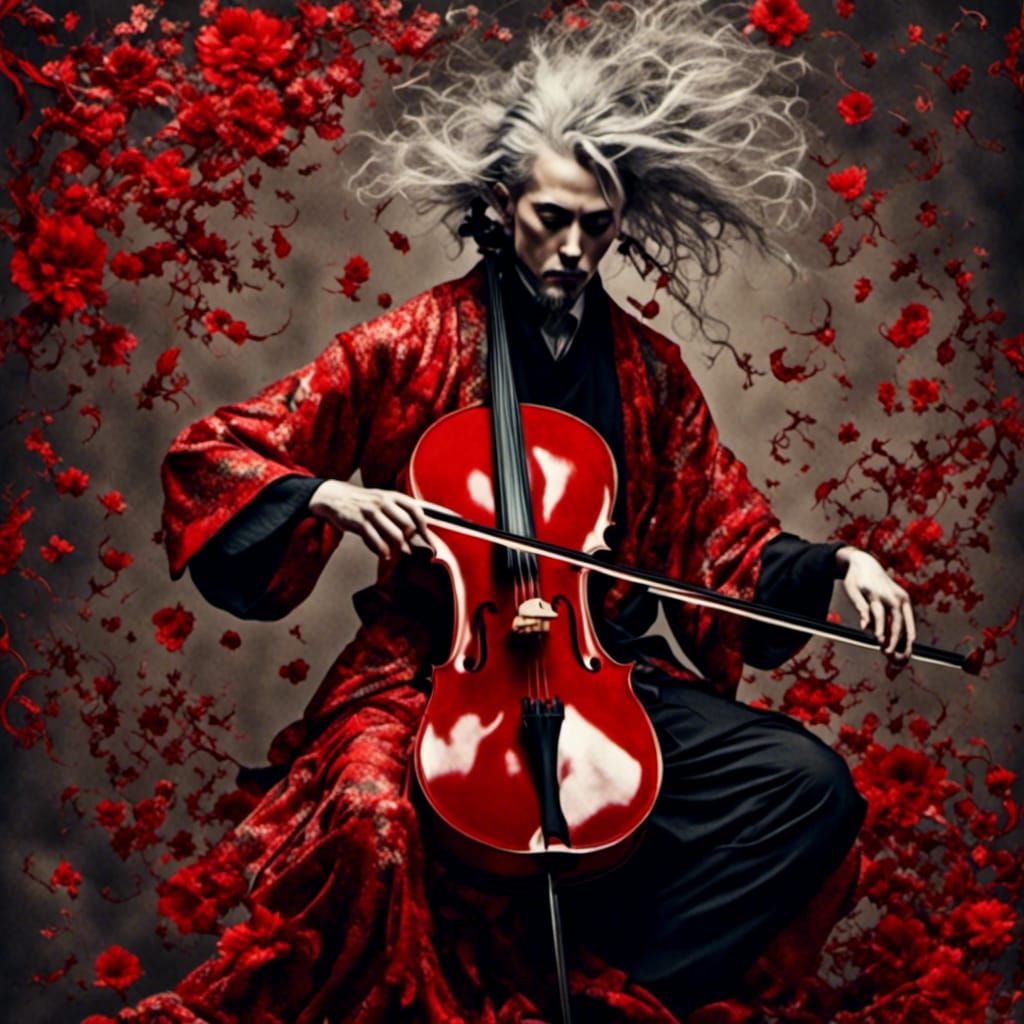 Giovanni Benedetto Platti Plays Cello in Surrealist Art