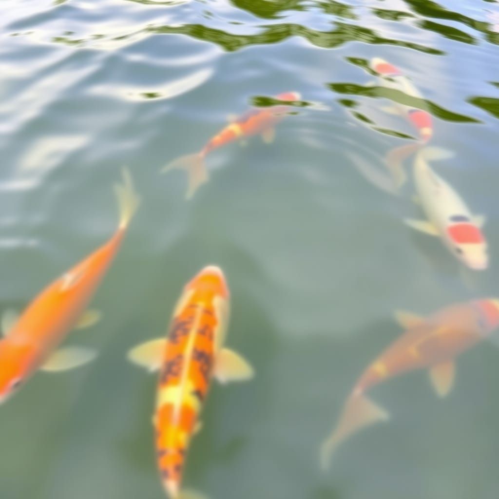 Surreal Fish Paradise with Large Pond and Vibrant Koi