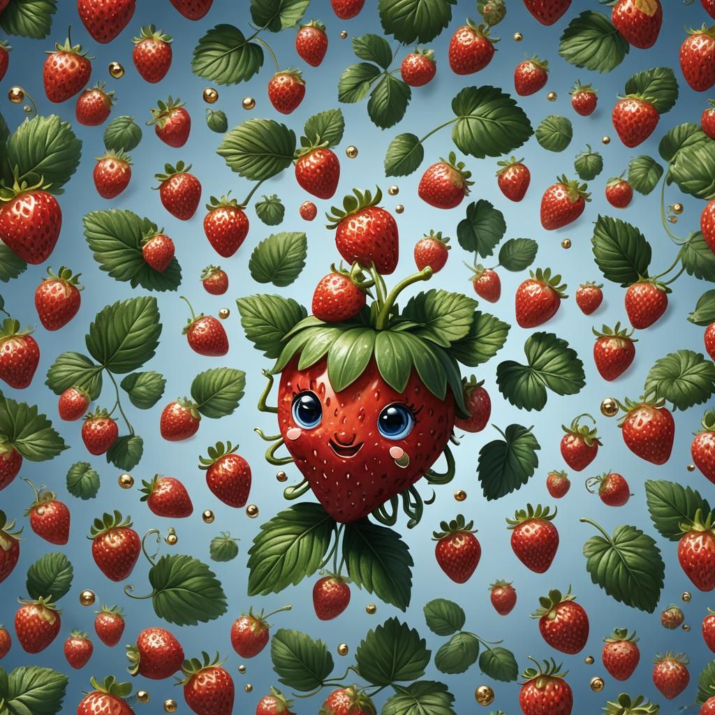 Cute Dancing Strawberry in Hyper-Realistic Digital Art