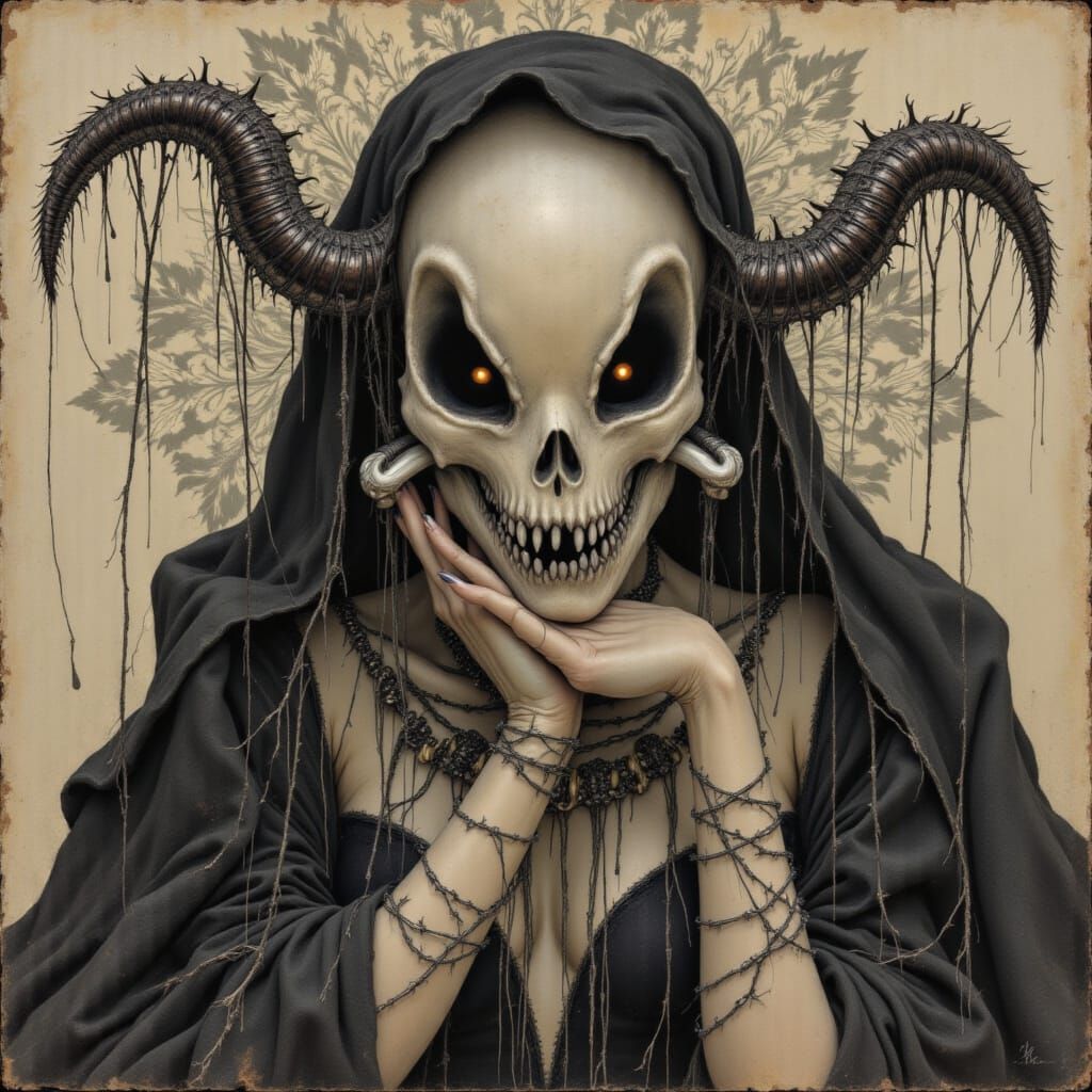 Erotic Nun in Biomechanical Giger Style