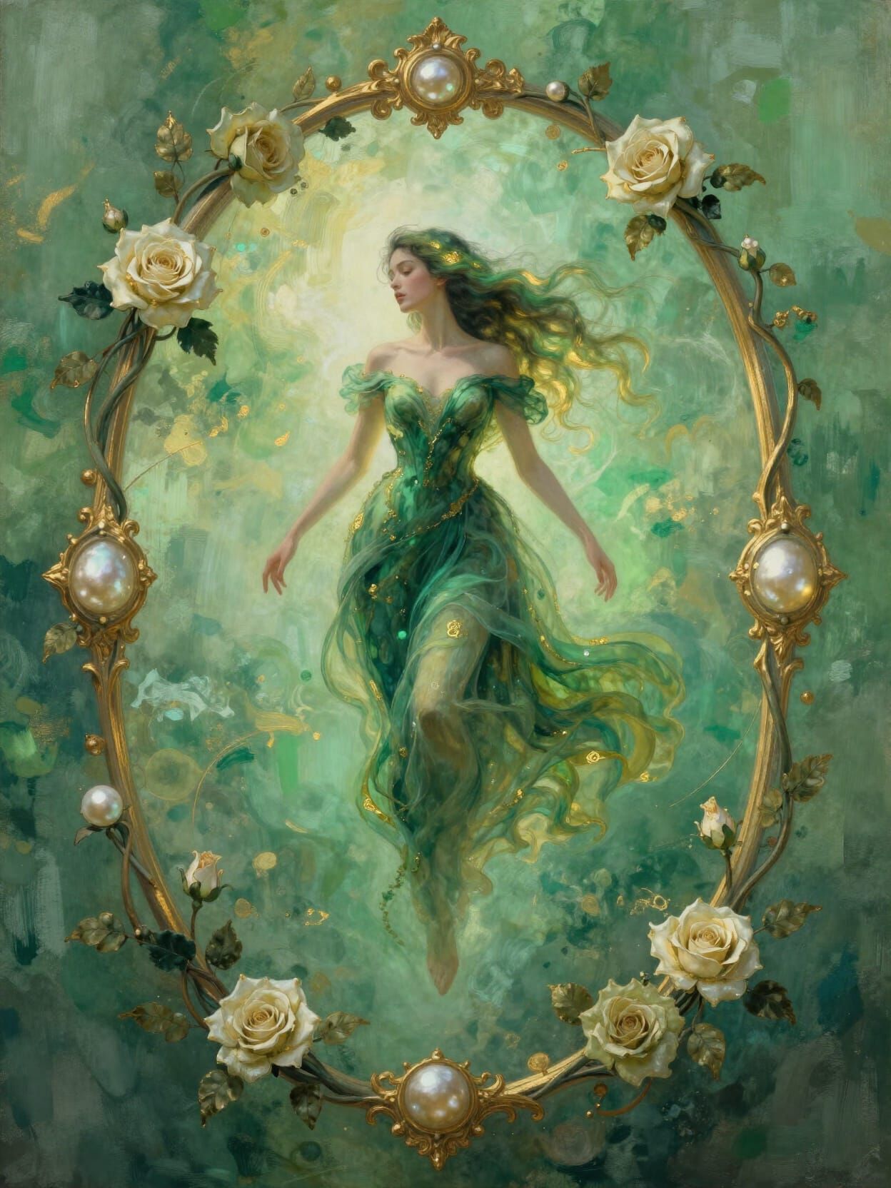 Ethereal Green Muse in Filigree Frame