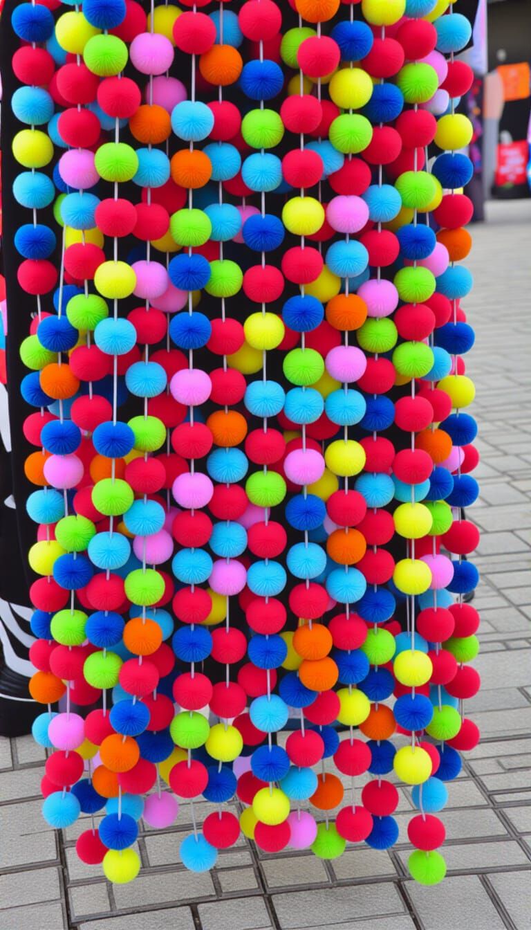 Colorful Pom Poms in Pop Art Style