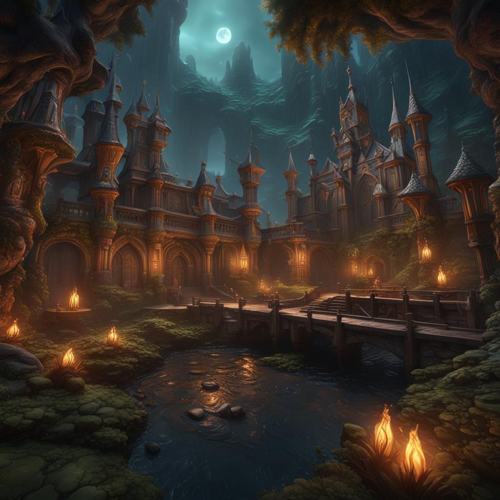 Fantastical Matte Painting in Deep Color, 8K