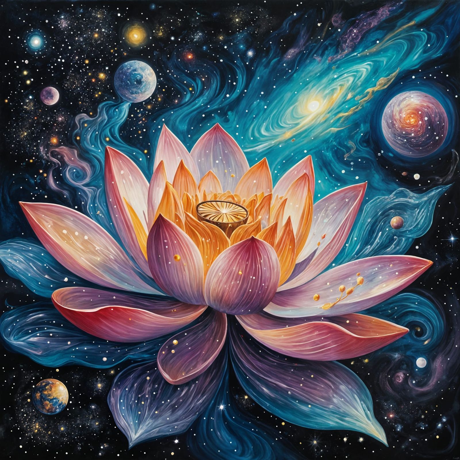 Ethereal Lotus Flower Galaxy Bloom