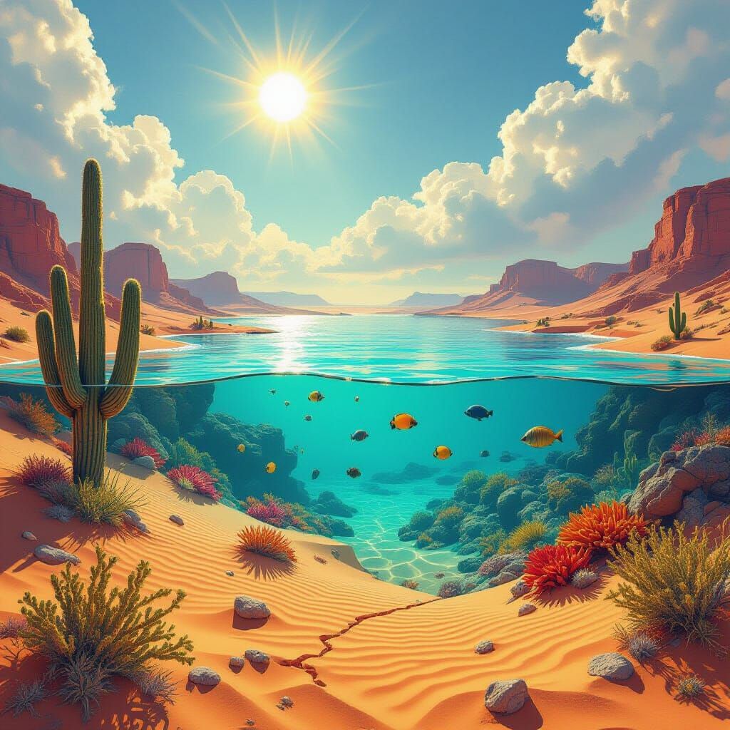 Desert Meets Ocean: Hyperrealistic Fusion Art