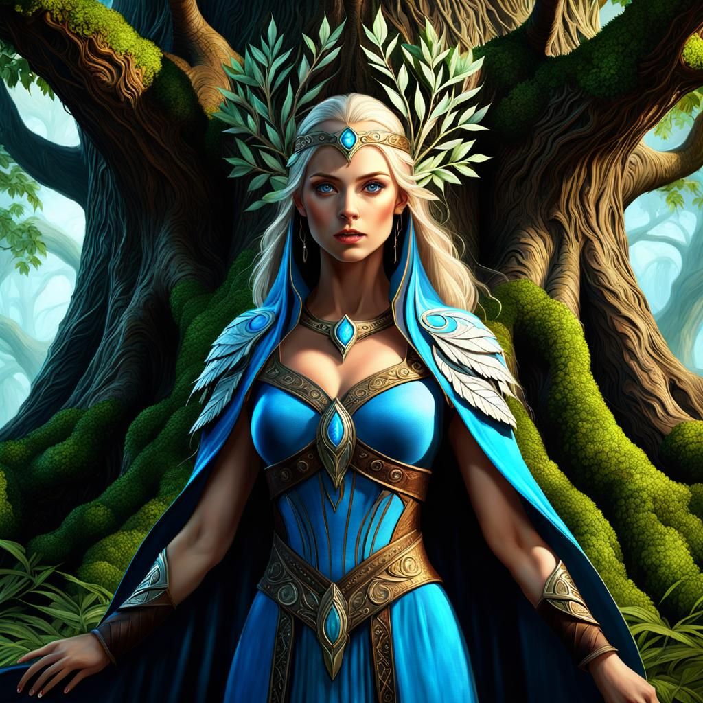Epic Fantasy Druid in Maximalist Digital Painting
