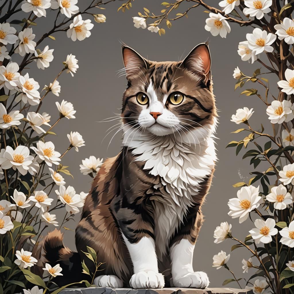 Anime Cat Portrait in Cel-Shaded Style